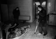 A dead teenage girl is carried into the morgue at Sarajevo's Kosevo hospital on December 6, 1993.